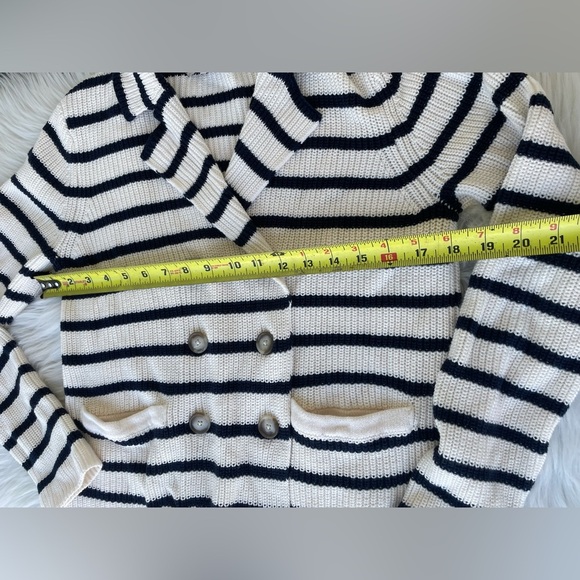 LOFT Striped Double-Breasted Ribbed Knit Sweater Jacket Size small - Picture 9 of 11